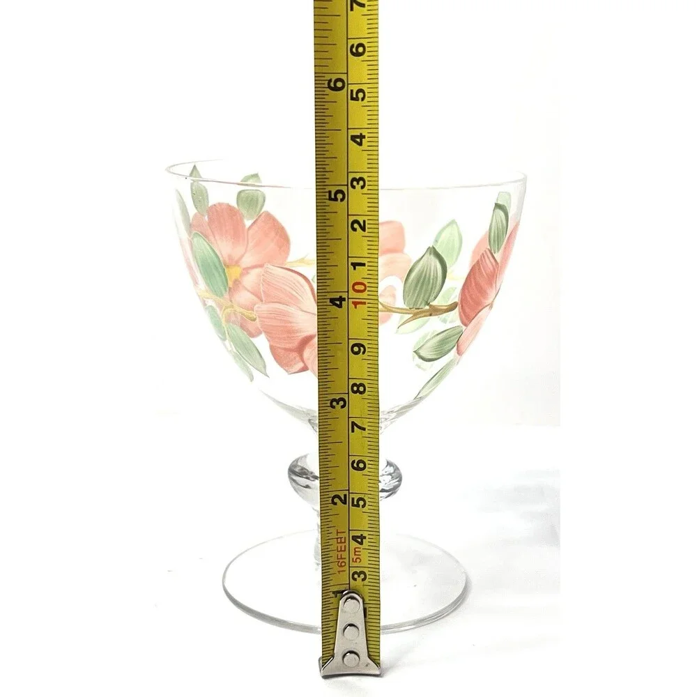 Franciscan Desert Rose Hand Painted Goblet Pink Floral Stemmed Glass 5” VTG